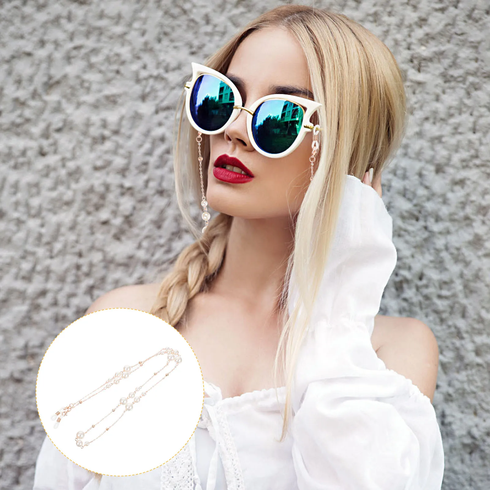 

Eyeglass Chain Lanyards Women Facial Mask Eyewear Copper Glasses Strap Spectacle Lightweight Durable Zinc Alloy Pearl Material