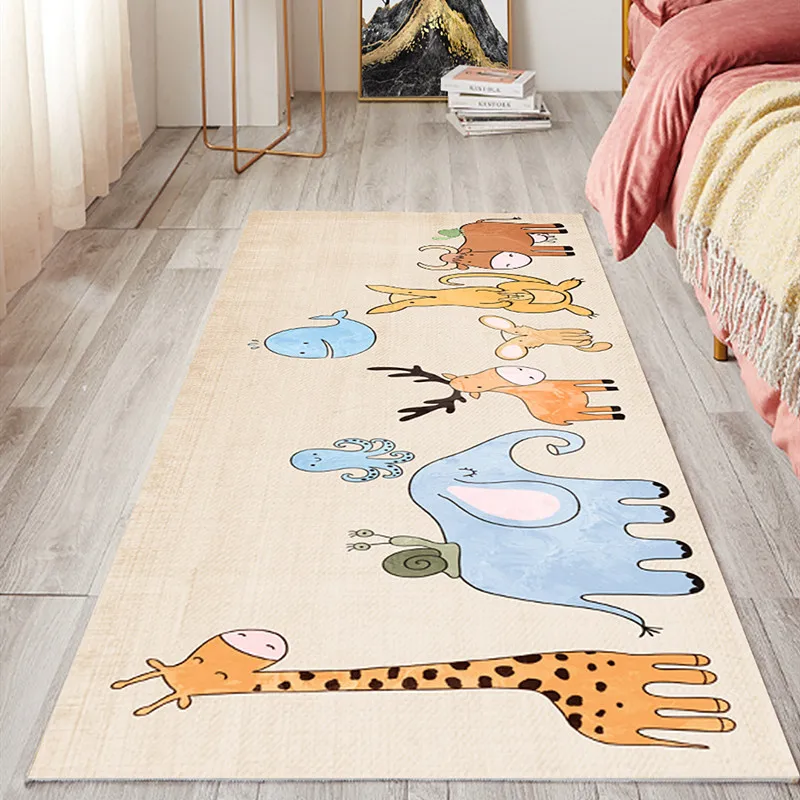 الكرتون الحيوان عداء البساط لطيف الزرافة الدب الثعلب تصميم حصيرة لعوب ديكور المنزل السجاد لينة عدم الانزلاق المدخل غرفة الأطفال ديكور