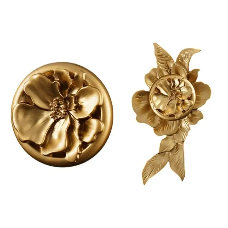 Gold Tone Metal Pull Decorative Cabinet Knob for Drawers, Cupboards, Dressers, Wardrobes, and Bedside Furniture D2RD