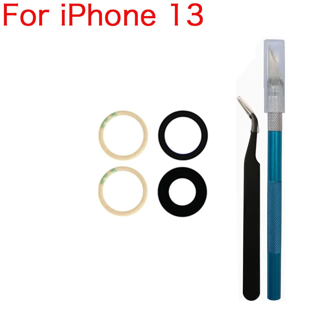 Reemplazo de cristal de cámara trasera para Apple iPhone 11 12 13 14 Mini Plus Pro Max con herramientas adhesivas y quitar