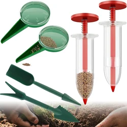 6Pcs Mini Sowing Seed Dispenser Plastic Manual Syringe Seeder Handhold Seedlings Dibber And Widger Set Home Garden Seeding Tools