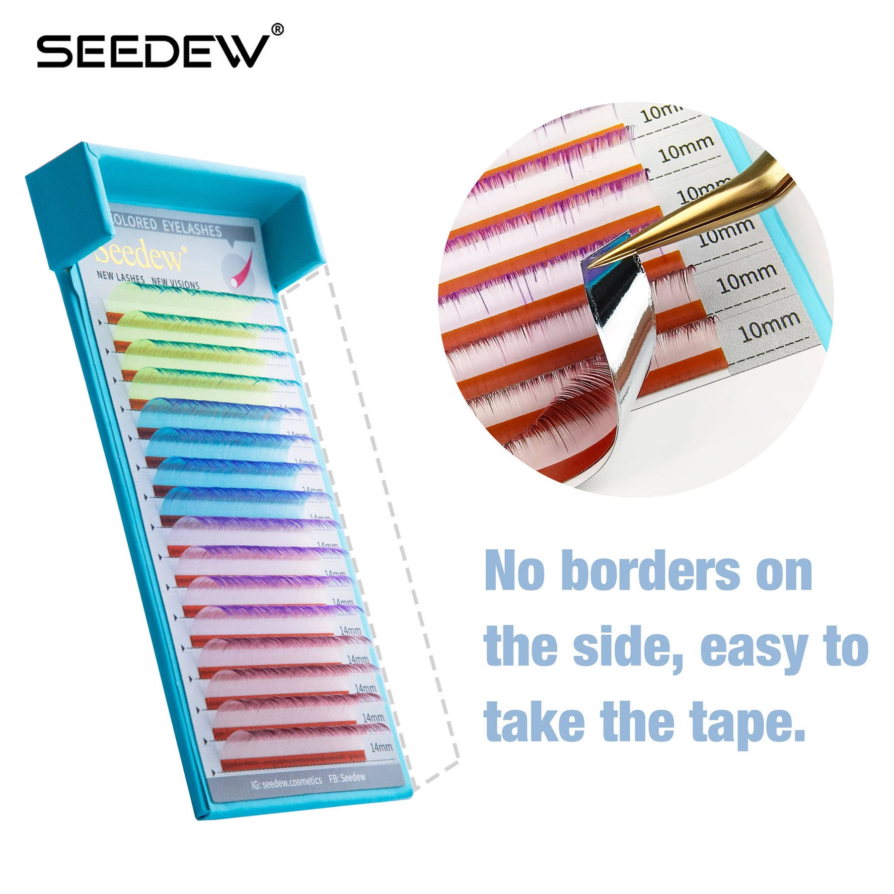 SEEDEW Gradient Mix Colors Eyelash Extensions 4 Colors DIY Lashes Makeup High Quality Synthetic Hair Super Soft