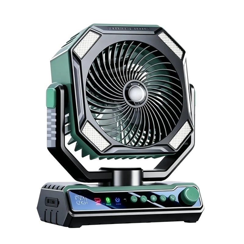 ABXH Camping Fan Rechargeable 10000Mah With Remote& LED Light 4 Speeds Strong Airflow Portable Desktop Fan For Outdoor A