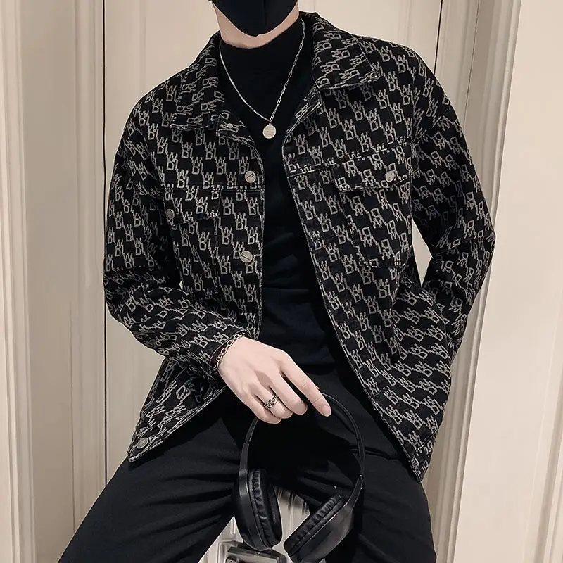 Fashion Stylish Luxury Turn-down Collar Single Breasted Jackets for Men Autumn and Winter Streetwear Casual Coat Men Clothing