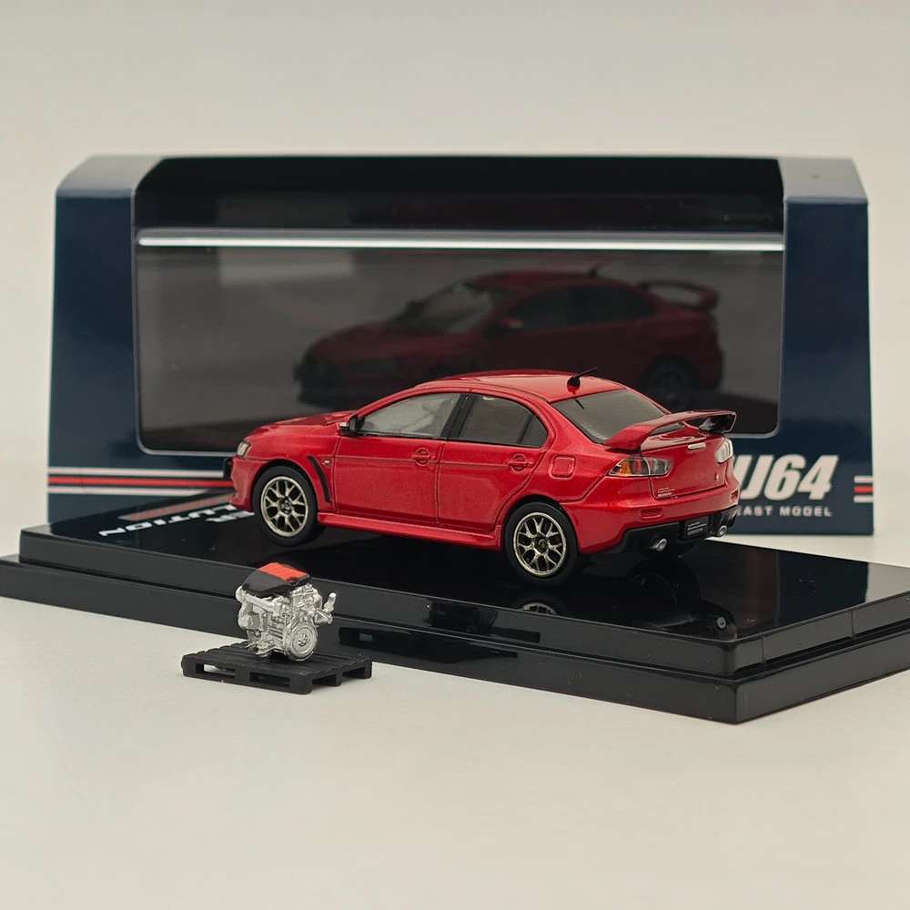 Hobby Japan 1/64 Lancer Evolution X Final Edition w/Engine Display Model Red Metallic HJ642053AR Diecast Car Limited Collection