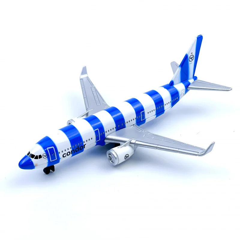 

Blue Striped Metal Airplane Model - Die-Cast Collectible, Perfect for Hobbyists & Holiday Gifts