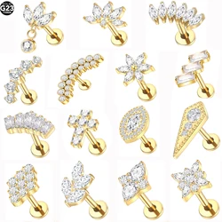 1Pc G23 Titanium Ear Stud Piercing Internal Thread Labret Tragus Helix Daith Cartilage Earrings for Women Piercing Lip Stud 16G