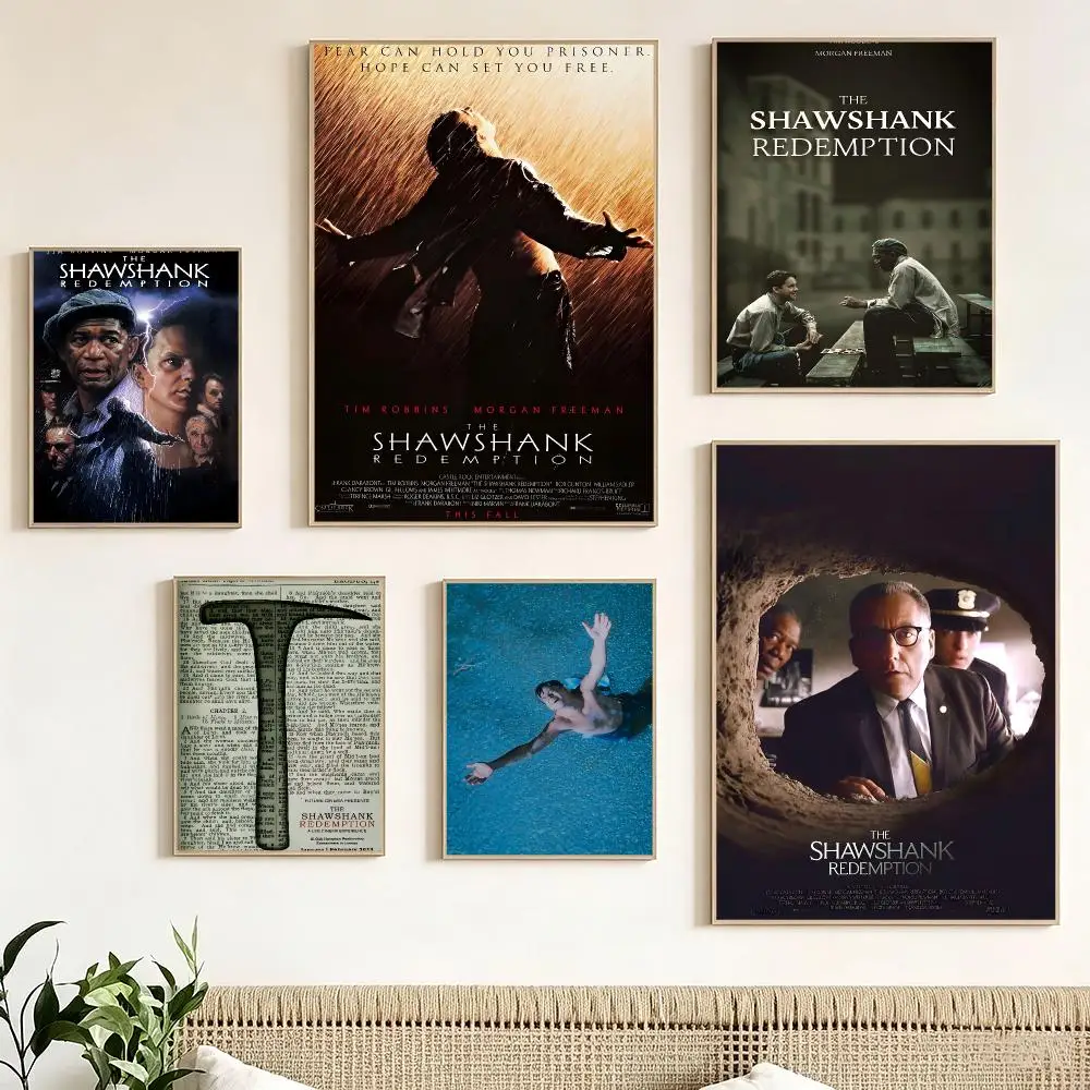 Classic Movie T-The Shawshank Redemption Poster impermeable para el hogar sala de estar dormitorio bar decoracion estetica