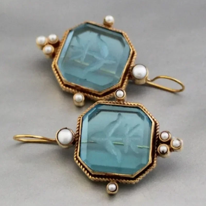 Elegant Vintage Geometric Pearl Pendant Drop Earrings Women Exquisite Hanging Piercing Earring Wed Bridal Jewelry Gift image 6