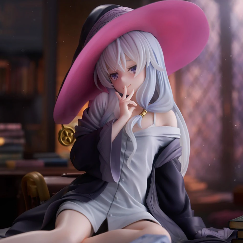 Elaina Wandering Witch Anime Figure Pajama Sitting Pose PVC Figurine Collectible Girl Doll Model Statue Desktop Decor Kids Gift