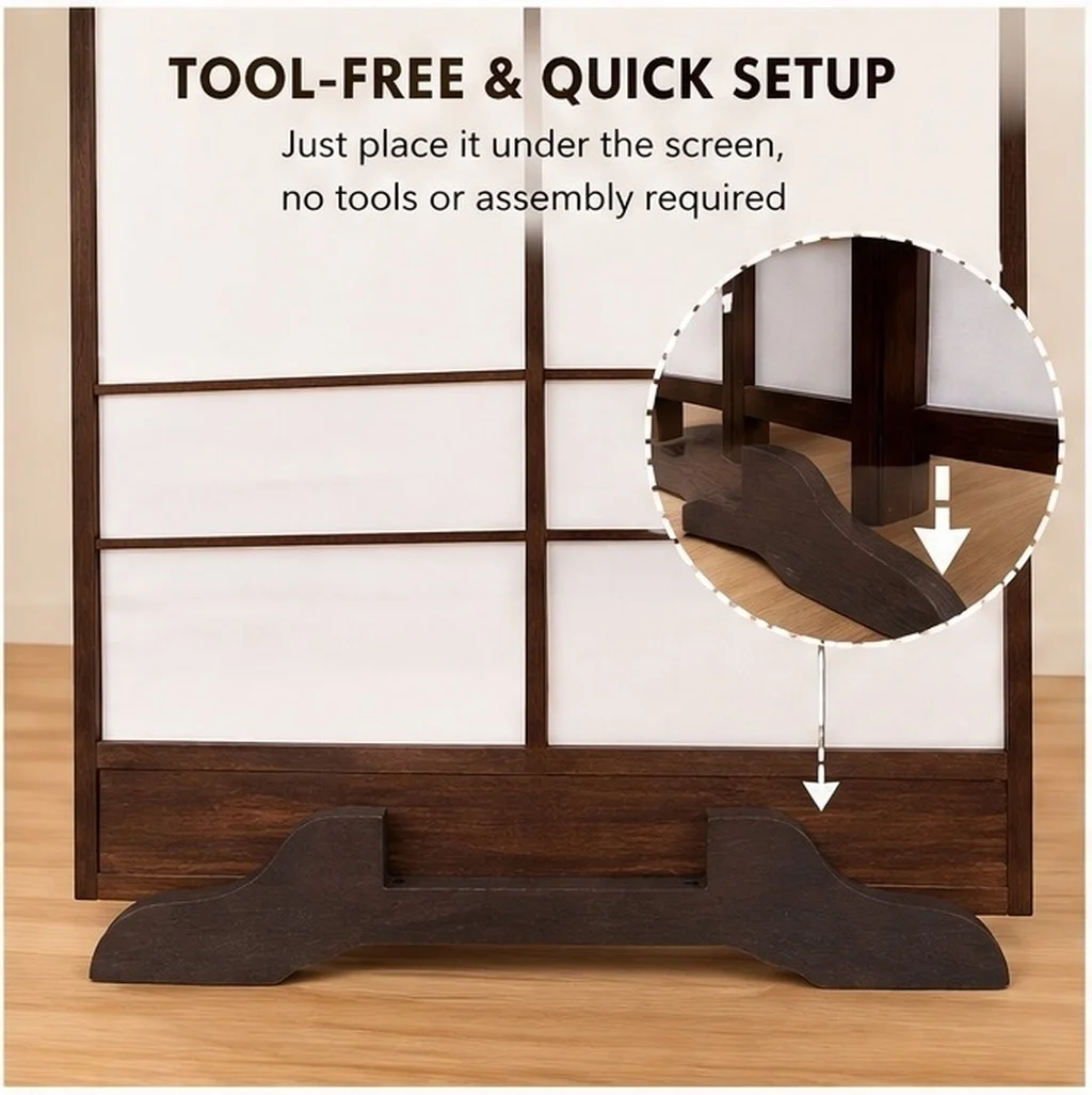 4Pcs Folding Screen Stand Wood Partition Base Privacy Screen Holder Room Divider Feet for Office Meeting Home Wall Stable