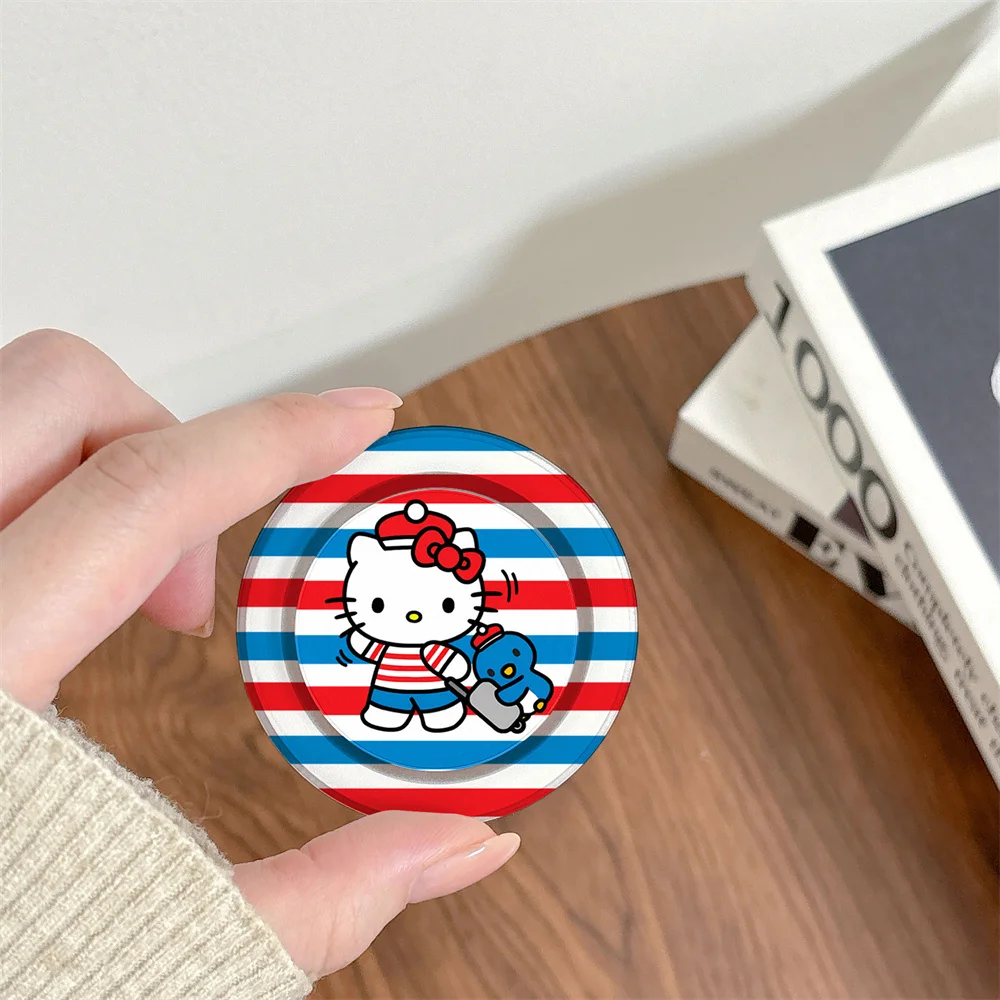 

New French striped cute Kitty cat magnetic telescopic phone holder Magsafe portable magnetic holder birthday gift cute and fun