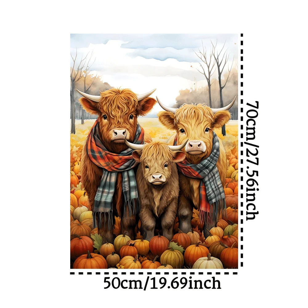 [Puzzle parabolico] Puzzle impegnativo da 1000 pezzi per adulti - Bovini delle Highland con sciarpe scozzesi e zucche autunnali