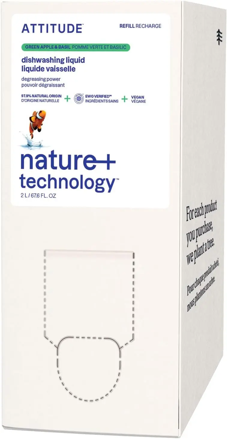 

Средство для мытья посуды на растительной основе, одобренное EWG, с ароматом зеленого яблока и базилика, 67,6 жидких унций