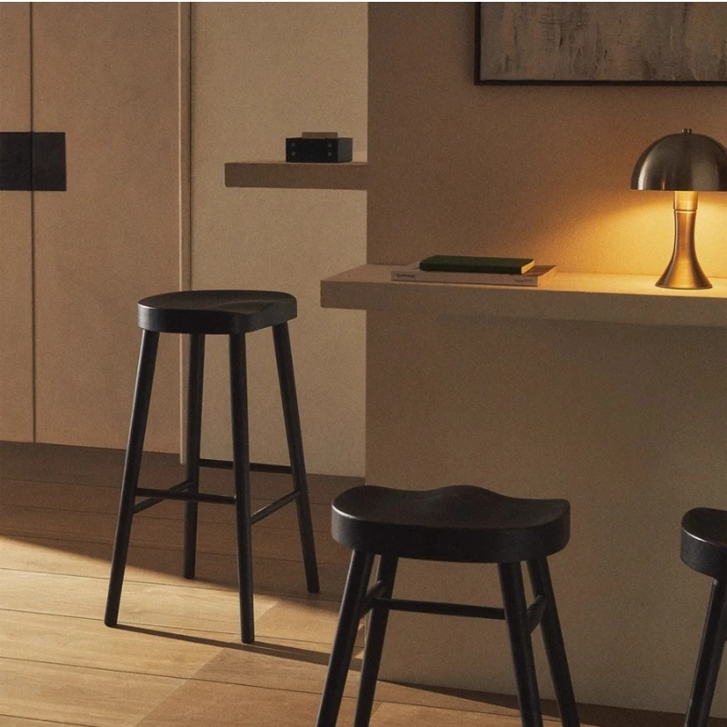 

European style simple modern style home texture pine stool high stool