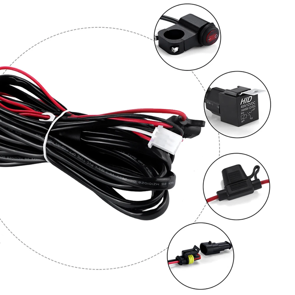 

Electric On Off Switch 1.6M 2.2M Motorbike Relay Harness Wiring Waterproof with LED Flash for Motorbike LED Headlights Spotlight