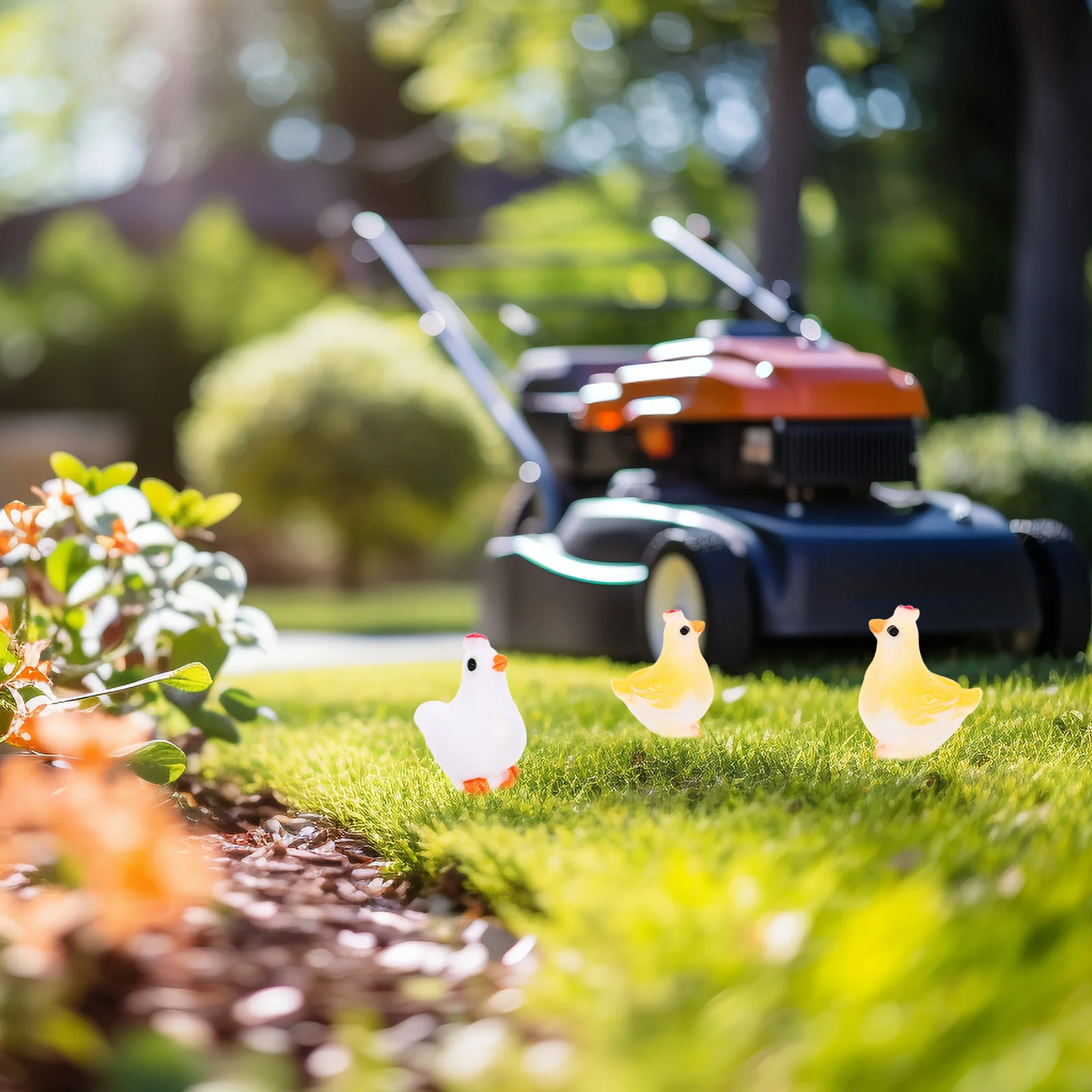 

50Pcs Mini Chicken Figurines Resin Miniature Animal Models for Micro Garden Fairy Landscape Decoration Tiny Ornaments