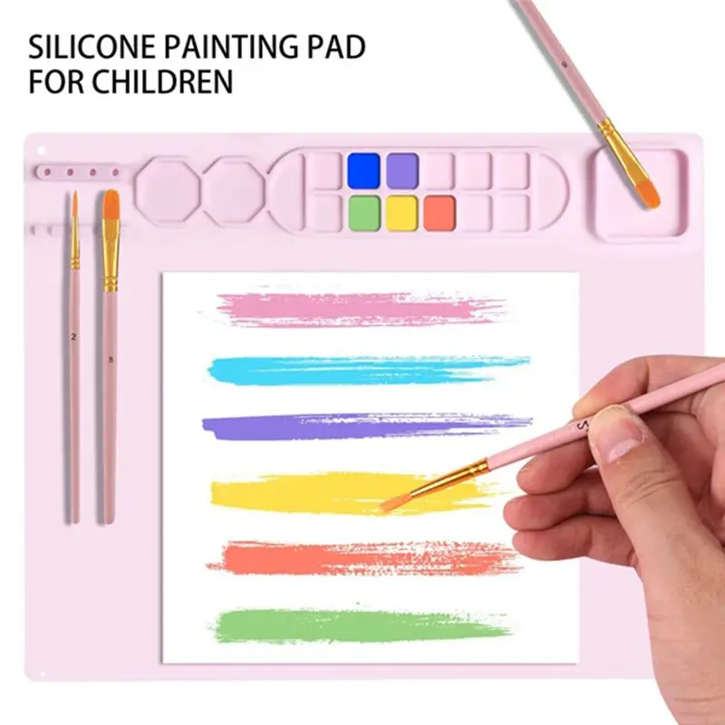 Silicone Painting Mat,Silicone Art Mat, Art Mat With Cup, Easy Clean Up, Protects Surfaces Perfectly. For Paint, Color