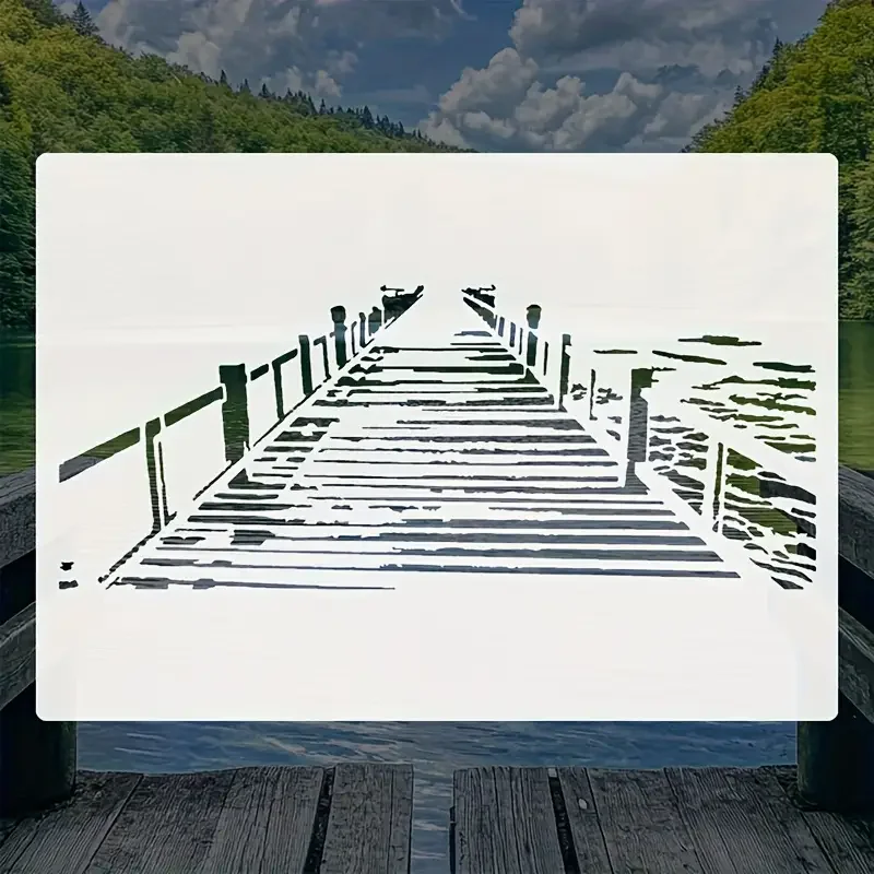 A4 size Wall Painting Stencils Stamp Scrapbook Album Decorative Embossing Craft Paper DIY Flower Label Stencil bridge