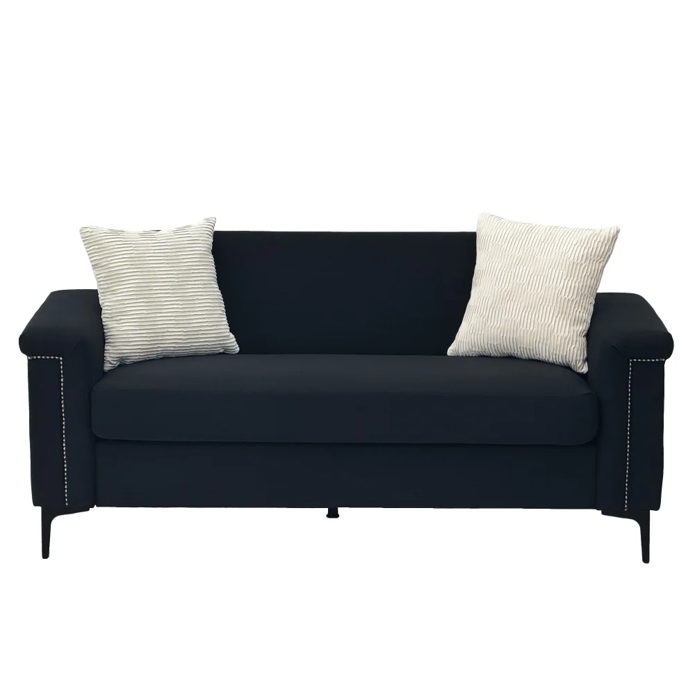 PINGGO 2-Sitzer-Sofa im nordischen Stil, feiner Leinenstoff, Massivholzrahmen, stabile Eisenbeine, 174 x 72 x 82 cm, Wohnzimmermöbel – Detail 15