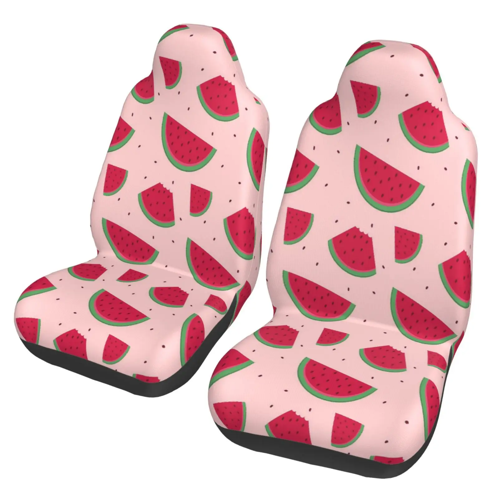 Summer Refreshing Watermelon Print Car Seat Cover - 2-piece Set for Car Seat Protection Car Accessories with Anti-slip Function