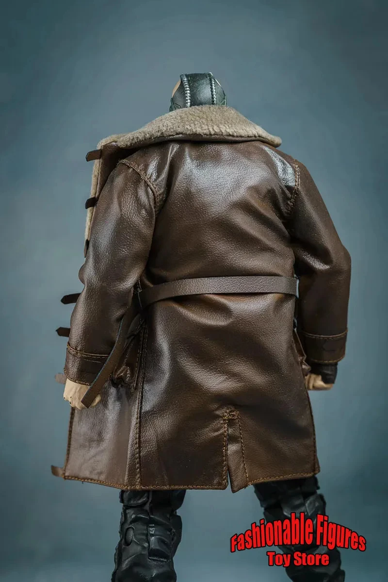 1/10 Men Soldier Fur Collar Long Leather Coat Long Sleeve Motorcycle Lapel Trench Coat For 7" C4 20Cm Strong Movable Doll