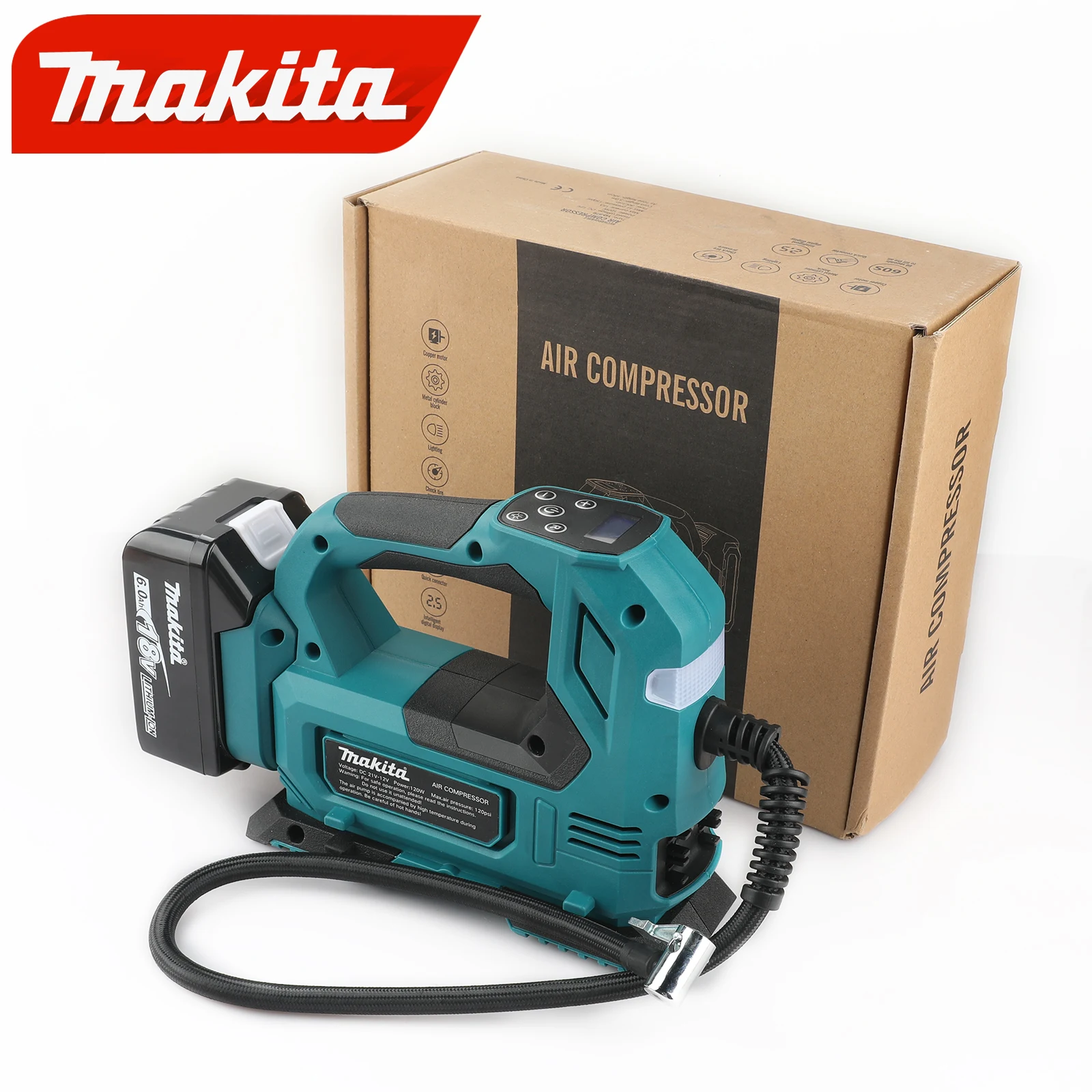 

Makita 18V Li-ion Cordless Air Pump 30-65L Air Volume 130Psi Pressure Digital Display for Car Tire & Inflatable Equipment