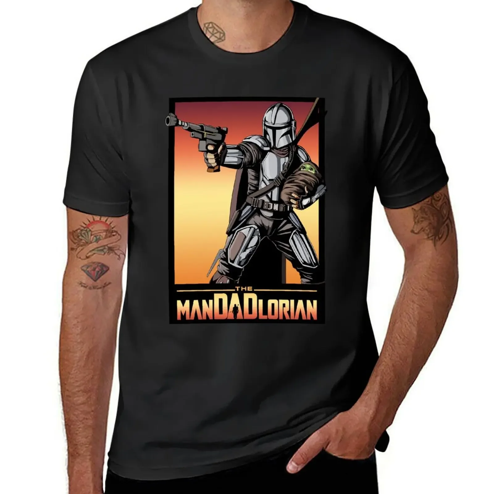 Man-DAD-lorian: He Protect T-Shirt custom t shirt Clothing plus size clothes anime shirt fruit of the loom mens t shirts