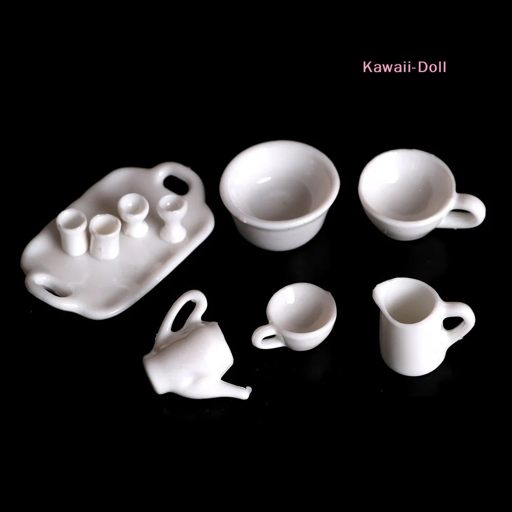 10-teiliges Mini-Geschirr-Set für Puppenhäuser, Miniatur-Essgeschirr, Tee-Set mit Tassen und Tellern