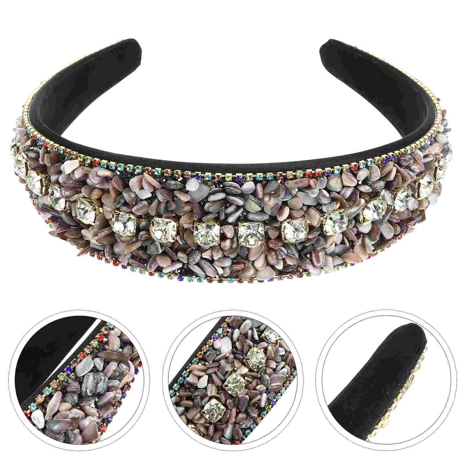 Diamond Headband Fashionable Headbands for Girls Ladies Daily Wear Embellished Women Rhinestone Fake Turquoise Padded