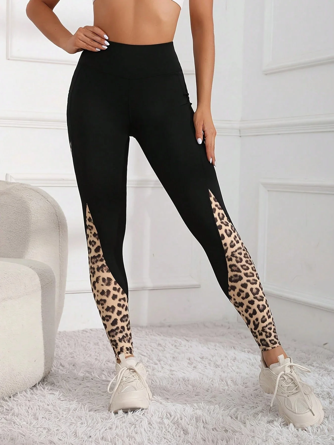 Women's High Waist Slim Leopard Print Long Pants, Comfort Versatile Trousers