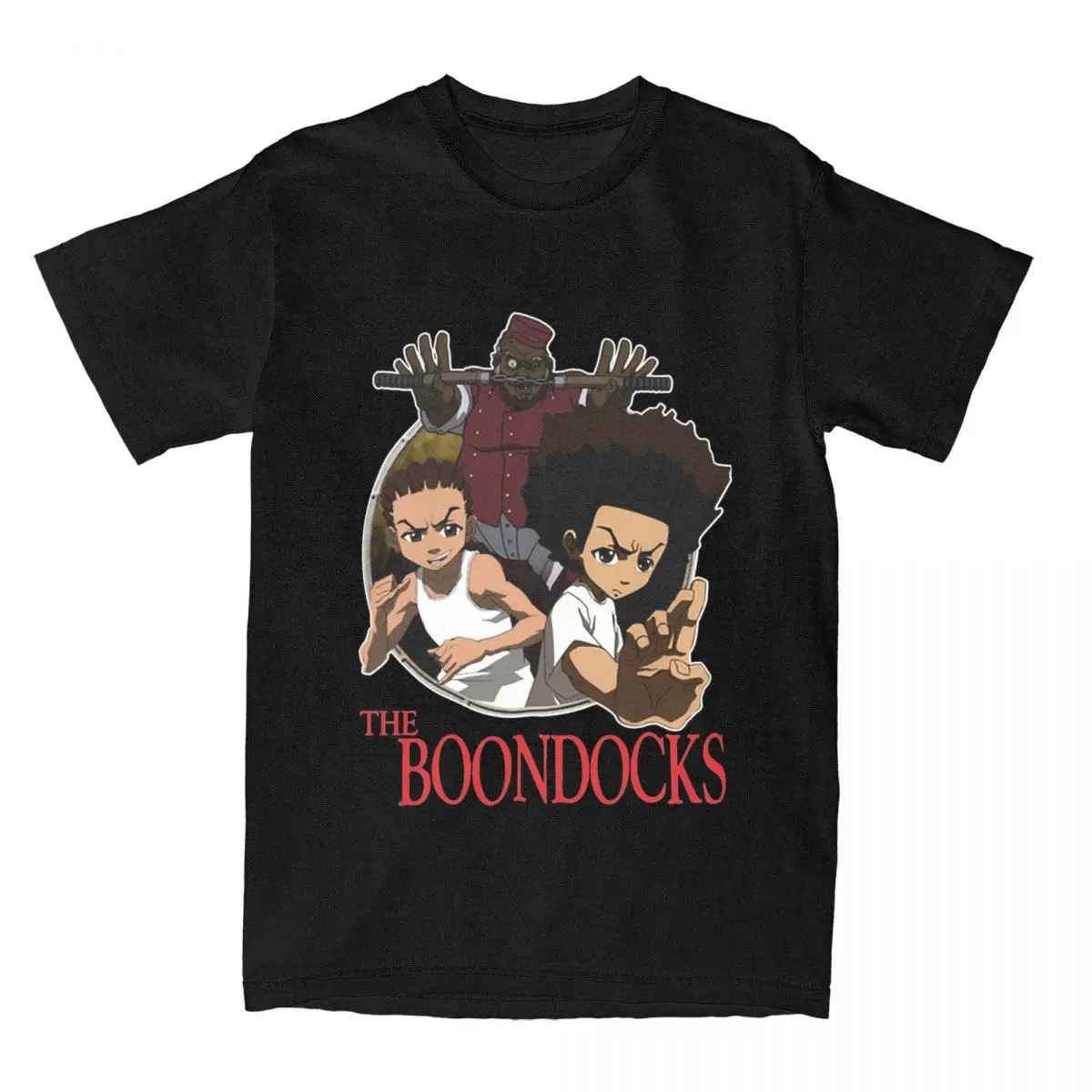 Vintage Huey Riley Ruckus Funny The Boondocks T-Shirts for Men Women Round Collar Pure Cotton Tees Plus Size Clothes