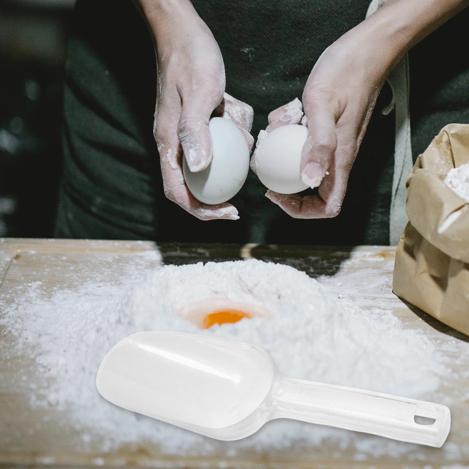 

2Pcs Plastic Compact for Cat Food Flour Loose Ice Cream Server Tea Plastic Ice Food Scoop Server