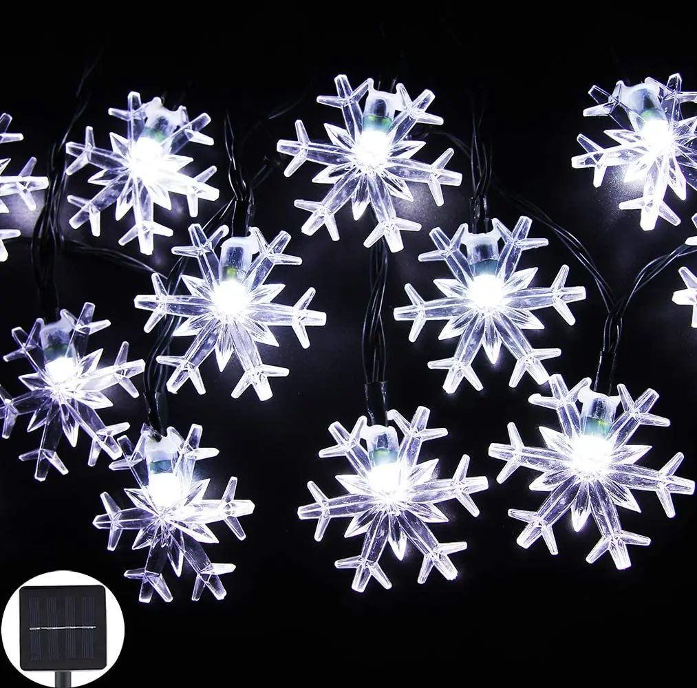 

Christmas Solar String Light 8 Modes Solar Powered Snowflake Outdoor Waterproof Fairy String Lights For Home Xmas Tree Garden