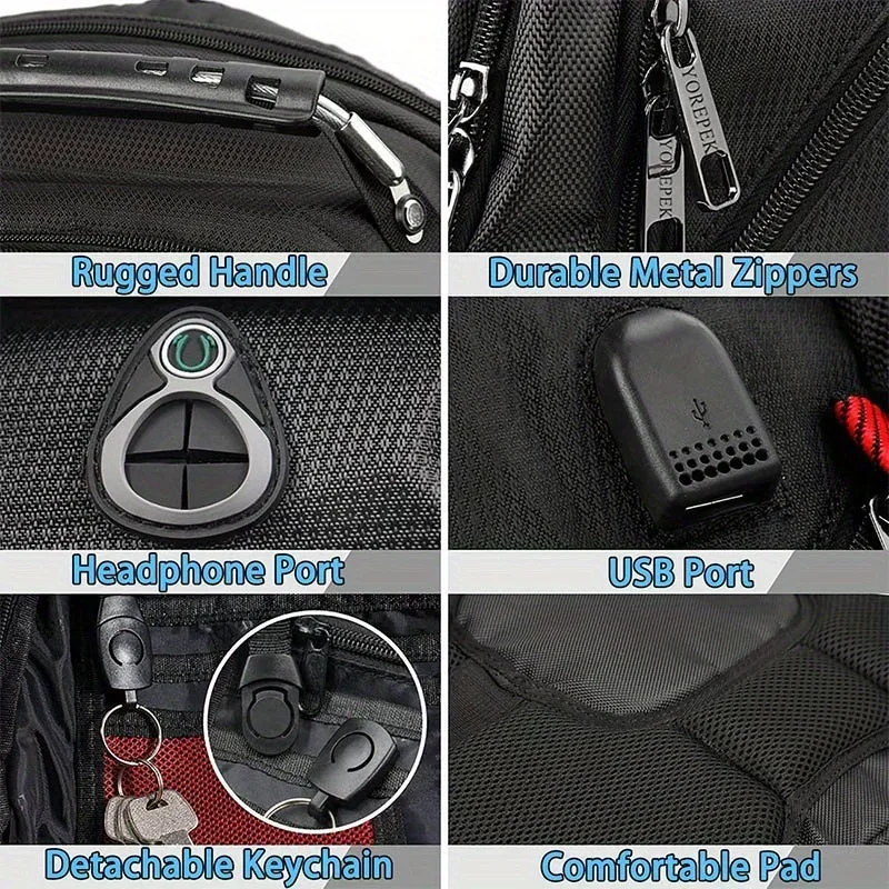 Herren-Reiserucksack, Große 50-Liter-Laptoptasche, Business-Arbeitstasche mit USB-Ladeanschluss, Passend für 17-Zoll-Laptops. – Detail 2