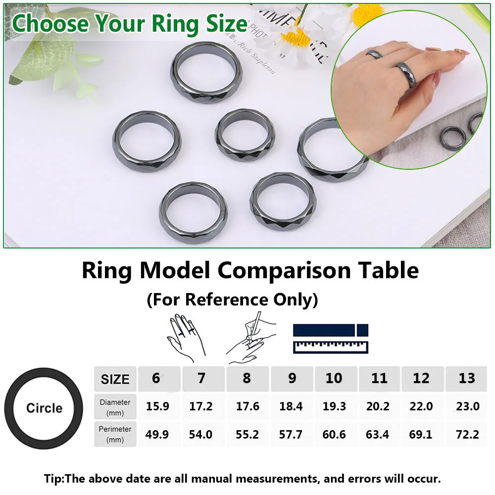 Hematite Stone Black Cutting Ceramics Ring Women Men Anxiety Balance Root Chakra absorbs Negative Energy Jewelry Lovers Rings