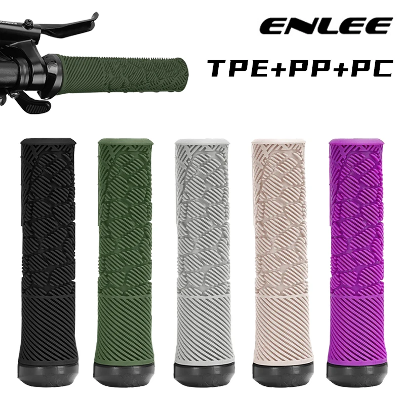 AliExpress enlee ENLEE Bicycle Handlebar Grips TPE PP Bike Grip Anti Slip MTB Grips with Locking Ring Shock Absorption Bicycle Handlebar Cuffs
