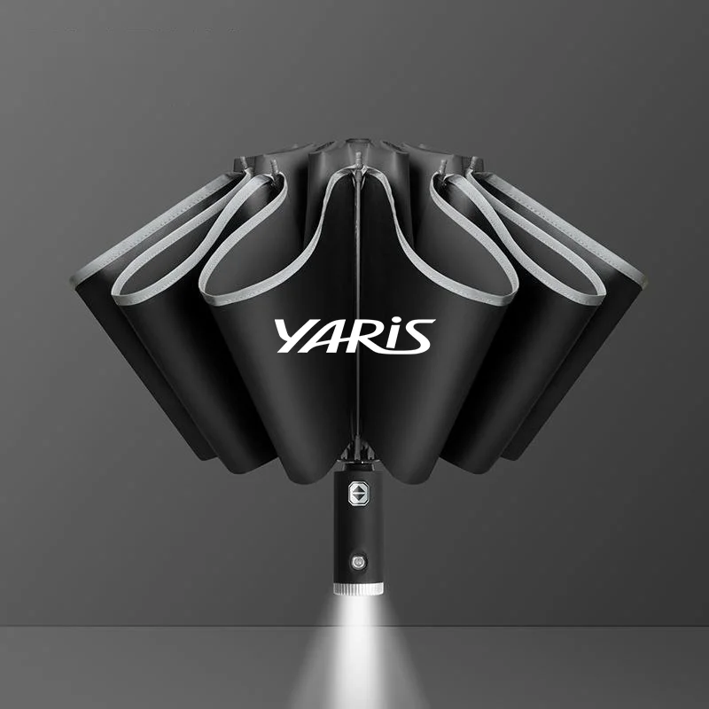 

For Toyota Yaris Fully Automatic Folding Umbrella With LED Light Customizable Logo Umbrella Windproof With Reflective Strips