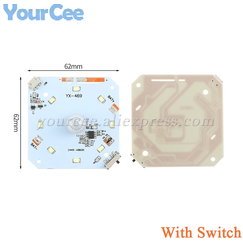 Sensor de movimiento PIR de 5 uds/1 unidad, luz nocturna de inducción infrarroja IR de cuerpo humano, placa LED, recarga de carga, módulo de Control