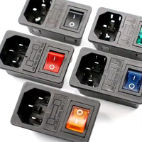 With 10A Fuse! Red Rocker Switch Fused IEC320 C14 Inlet Power Socket Fuse Switch Connector Plug Connector Red Green Blue Black