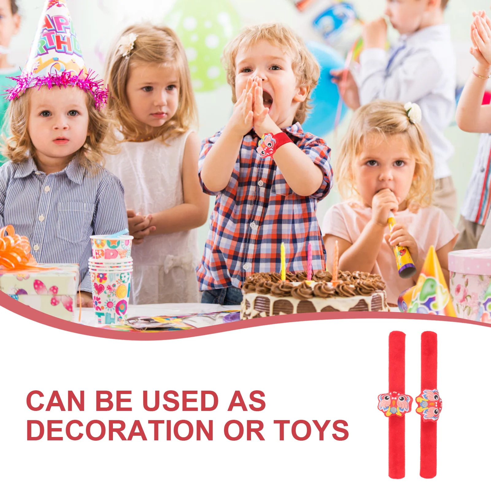 

2Pcs Chinese Dragon Slap Bracelet Cloth Cartoon Wristband Spring Festival New Year Party Favor Decorative Slap Wristband