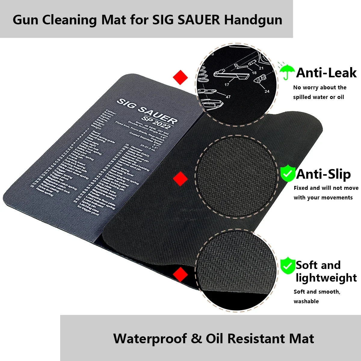 Gun Cleaning Rubber Mat Mouse Pad Parts Diagram For AR15 AK47 Remington 870 GLOCK CZ-75 SIG SAUER P220 P226 P229 P320 P365 1911