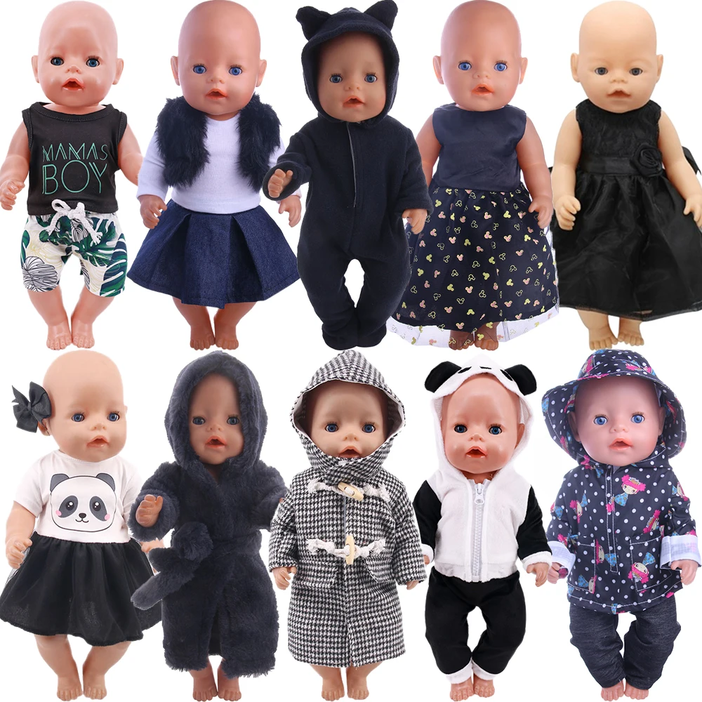 Black Series Baby Doll Clothes Plush Vest T-shirt For 18inch Girl's American & 43 Cm New Born Clothes,Our Generation Toys Gift