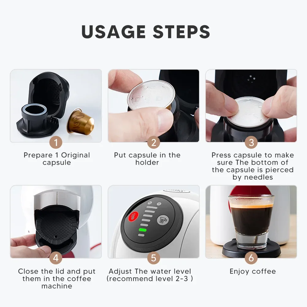 Wiederverwendbarer Kaffeekapsel-Adapter für Dolce Gusto Genio S Crema, kompatibel mit Kaffeemühlen, Kapselzubehör – Detail 5