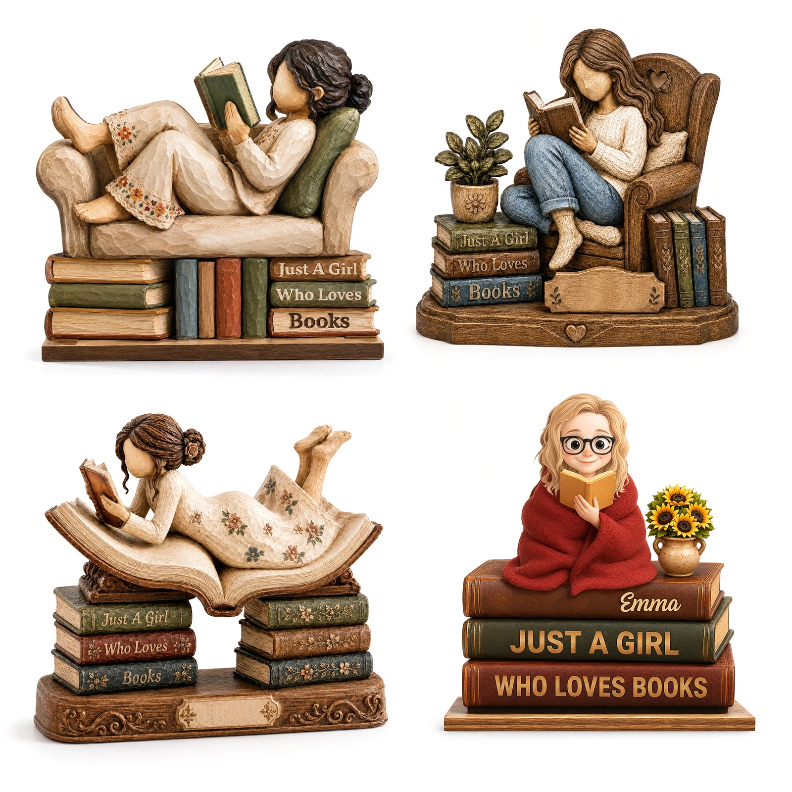 Engraved Book Lover Plaque Double Layer Multilayer Wood Cut Reading Corner Desk Shelf Sign Gift