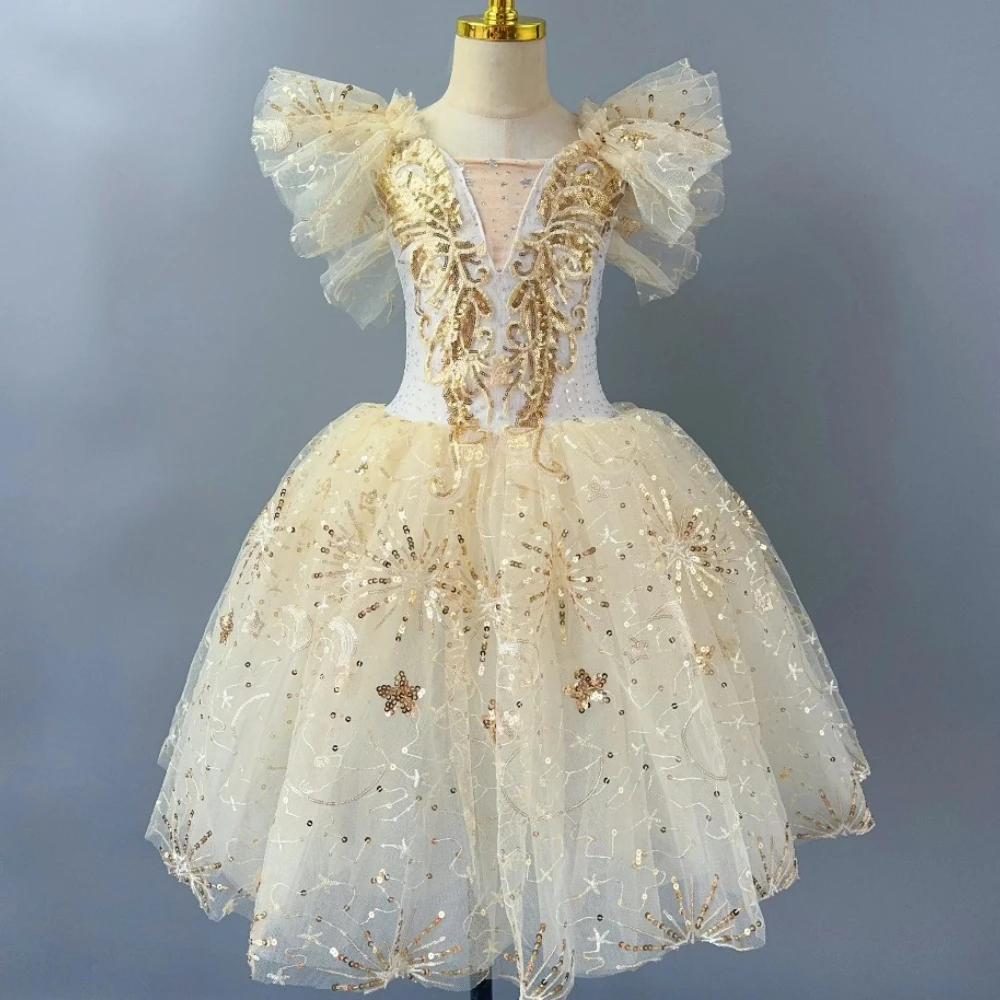 الفتيات الباليه توتو فستان الترتر الأميرة ماكسي فستان الرقص الحديث مرحلة الأداء Dancewear الاطفال راقصة الباليه بحيرة البجع زي