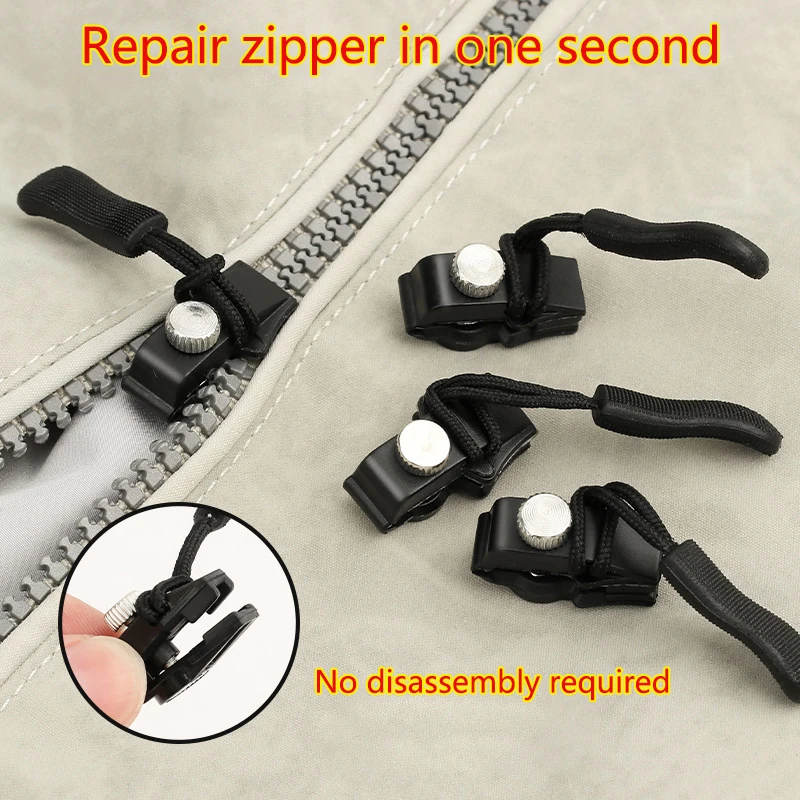 New 1/10PCS 3 Different Size Zipper Repair Kit DIY Replacement Bag Buckle Zipper Head Removable Instant Zipper Puller