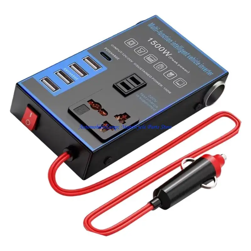 H7BD Powerful 1500W Vehicle Power Converter Changes 12V 24V to 220V for Vehicle Use