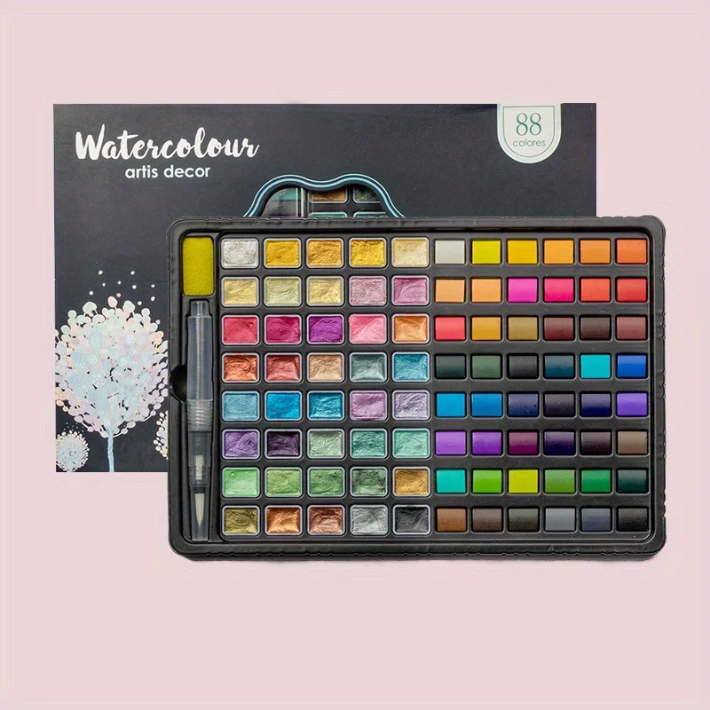 48/88 color solid watercolor set pearlescent metallic watercolor painting paint