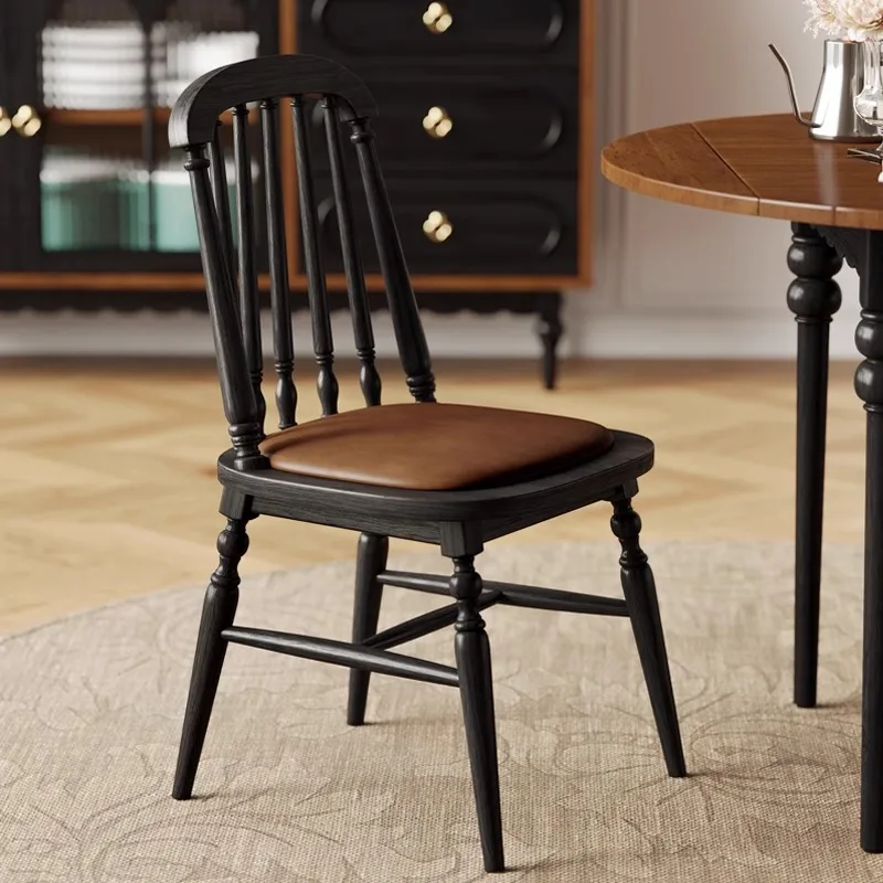 

Solid Wood Dining Chair Designer Back American French Dining Chair Relaxing Stretch Sillas De Comedor Modernos Furniture